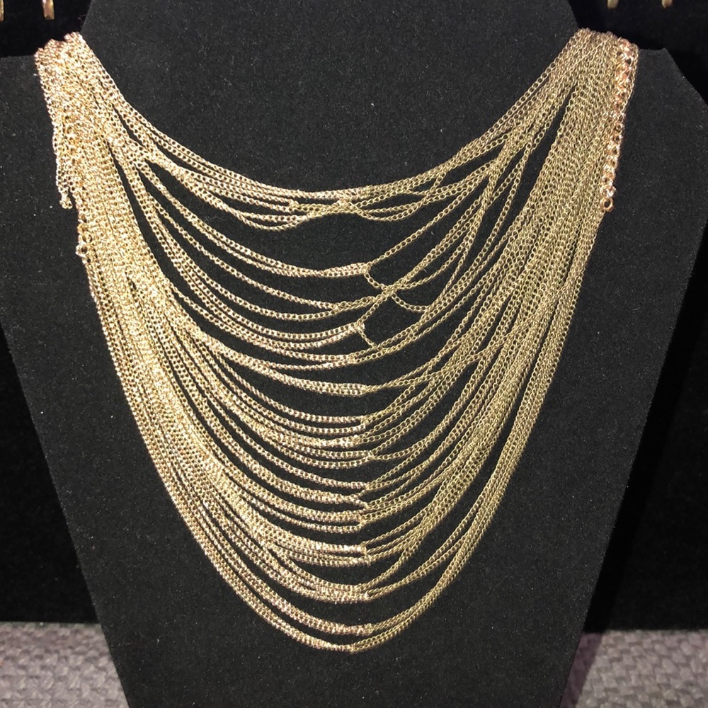 Pretty two tone multi chain necklace